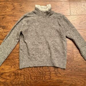 Zara Kids Heather Gray Sweater with Ivory Collar